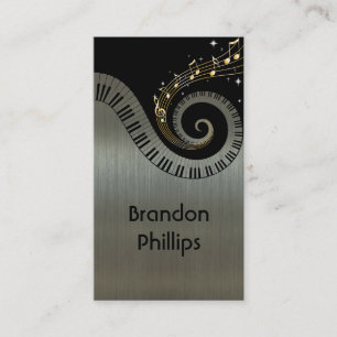 Metallic Effect Piano Keys Gold Music Visitenkarte