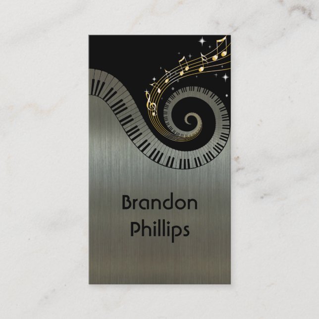 Metallic Effect Piano Keys Gold Music Visitenkarte (Vorderseite)