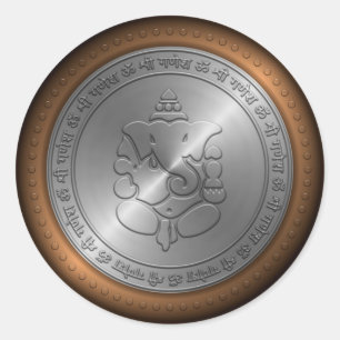 Metallic Emossed Ganesha Sign Runder Aufkleber