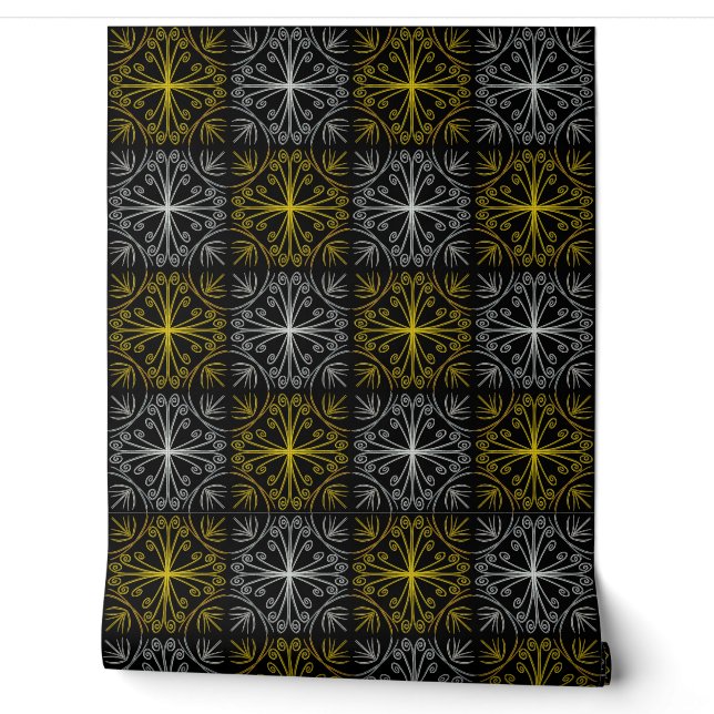 Metallic flower tile abstract tapete (Abrollen)