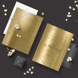 Metallic Geometric Wedding Gold ID648 Einladung