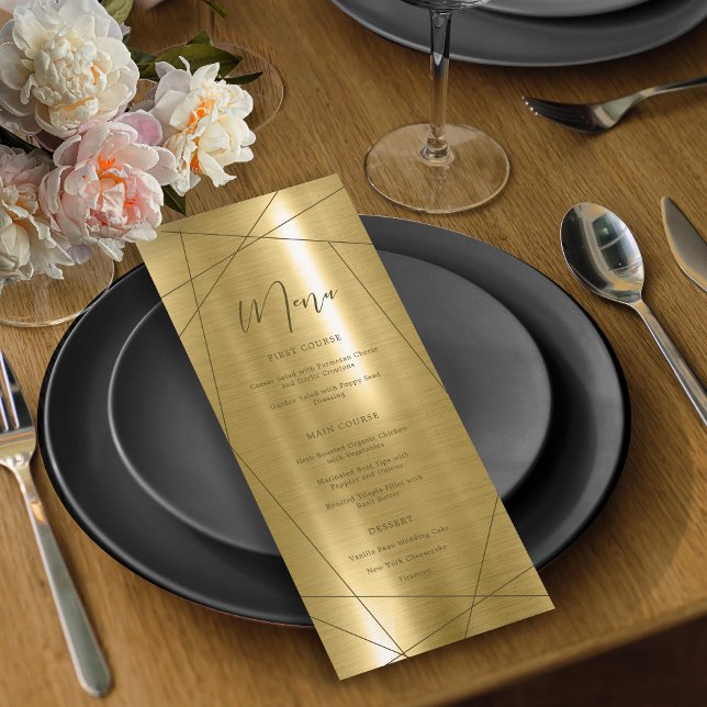 Metallic Geometric Wedding Menu Gold ID648 (Von Creator hochgeladen)