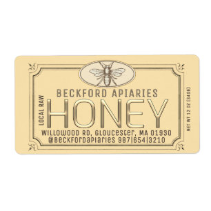 Metallic Gold 3D Gerahmt Honey Label mit Biene