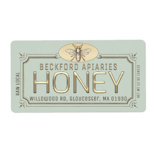 Metallic Gold 3D Gerahmt Honey Label mit Biene
