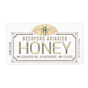 Metallic Gold 3D Gerahmt Honey Label mit Biene