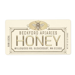 Metallic Gold 3D Gerahmt Honey Label mit Biene