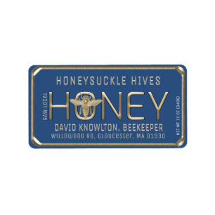 Metallic Gold 3D Gerahmt Honey Label mit Biene Adressaufkleber