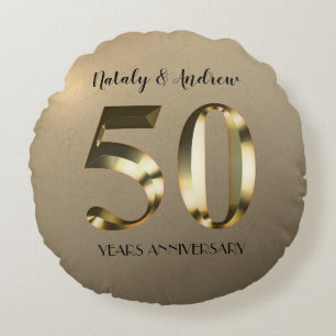 Metallic Gold 50. Hochzeitstag Rundes Kissen