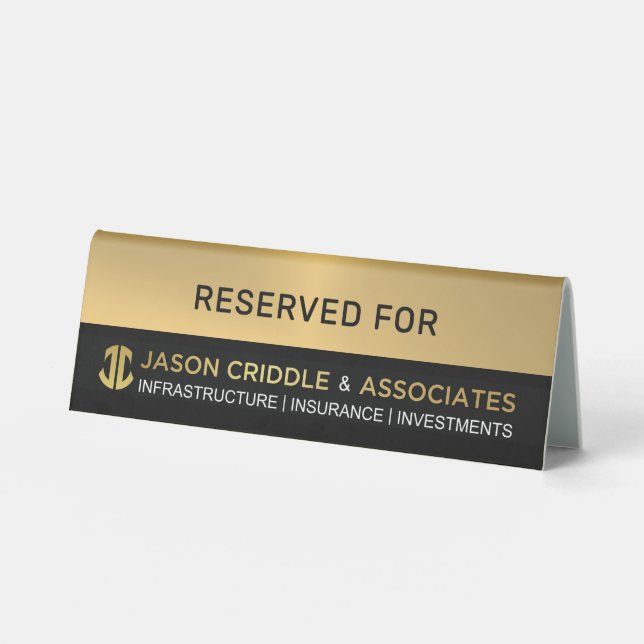 Metallic Gold & Black Custom Logo -Reserved For Tischaufsteller (Vorderseite)