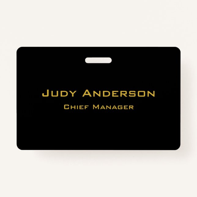 Metallic Gold & Black Professional Modern Elegant Ausweis (Vorderseite)