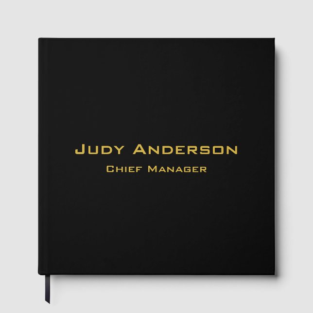 Metallic Gold & Black Professional Modern Elegant Gästebuch (Vorderseite)