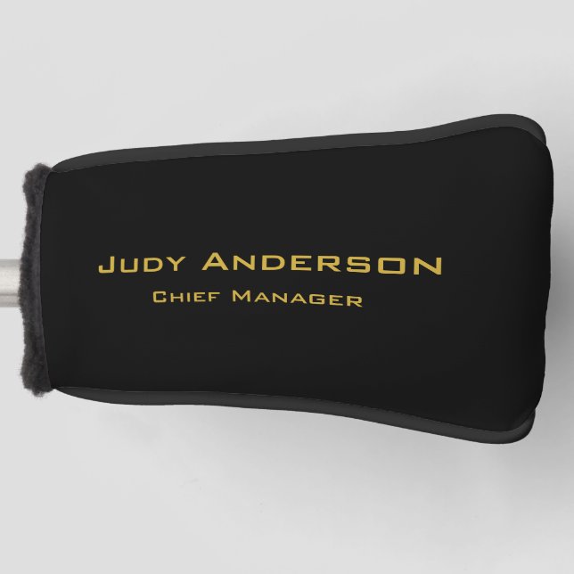 Metallic Gold & Black Professional Modern Elegant Golf Headcover (Vorderseite)