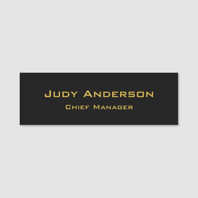 Metallic Gold & Black Professional Modern Elegant Namensschild (Vorderseite)