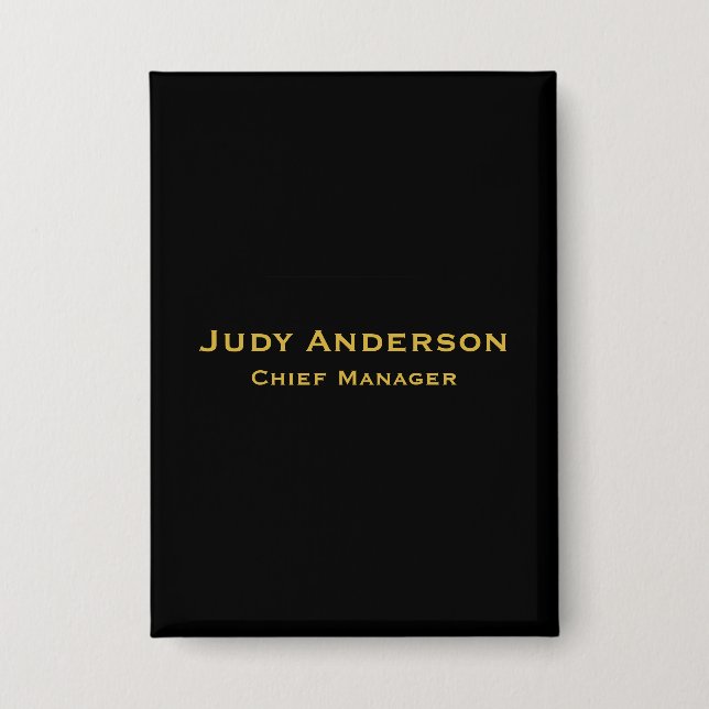 Metallic Gold & Black Professional Modern Name Pro Button (Vorderseite)