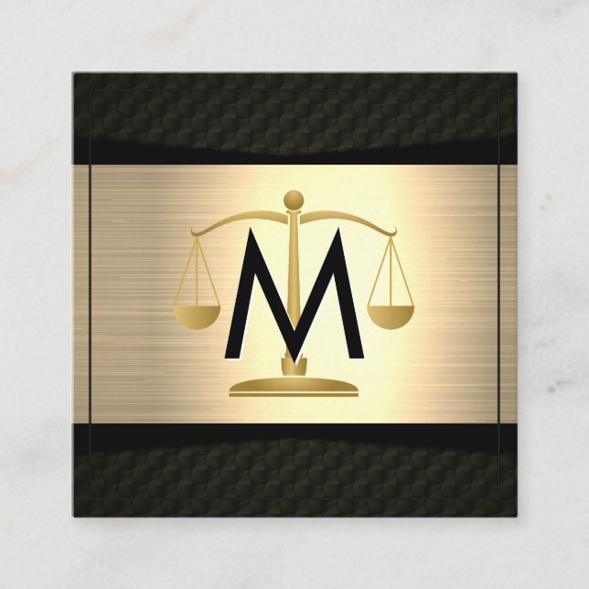 Metallic Gold Black | Rechtsanwaltsrecht | Justizs Quadratische Visitenkarte (Vorderseite)