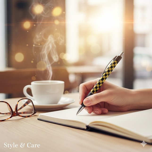 Metallic Gold Black Square Box Pattern Style Emmy Kugelschreiber (Metallic Gold Black Square Box Pattern Style Emmy Pen)