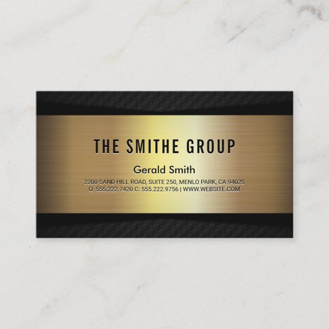 Metallic Gold Black | Unternehmen Visitenkarte (Vorderseite)