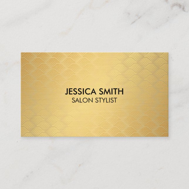 Metallic Gold Brushed und Gold Weave Muster Visitenkarte (Vorderseite)