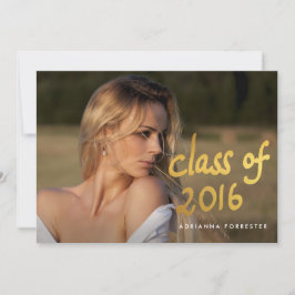 Metallic Gold Class of 2016 Typografy Foto Einladung