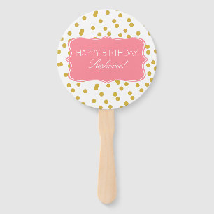 Metallic Gold Confetti mit Pink Birthday Party Fächer