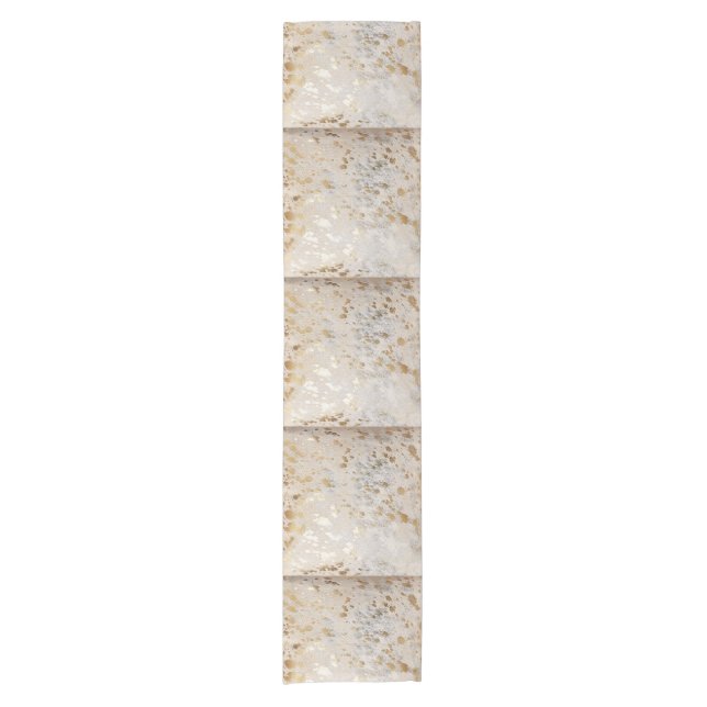 Metallic Gold Cowhide Print Kurzer Tischläufer (Vorderseite)