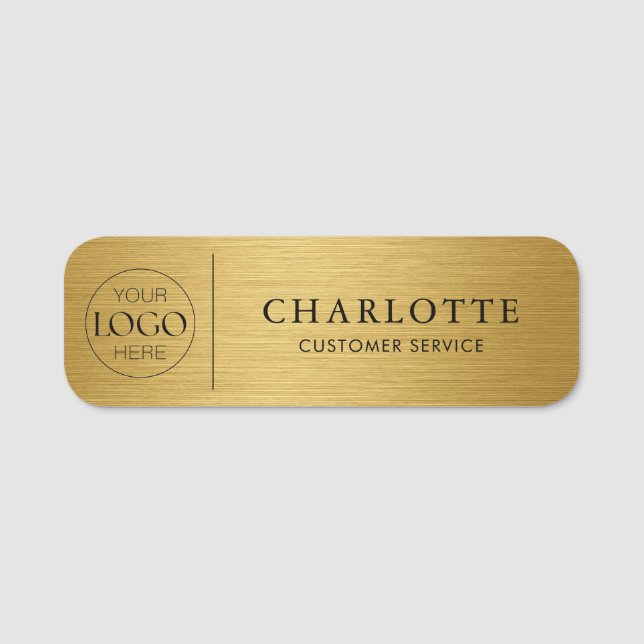 Metallic Gold Custom Logo Office Employee Staff Namensschild (Vorderseite)