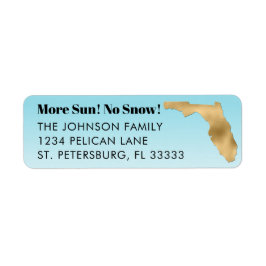 Metallic Gold Florida Karte Aqua Blue New Address