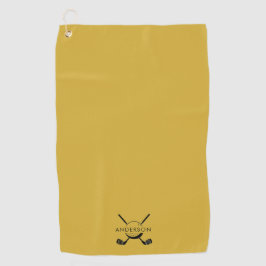 Metallic Gold Golf Towel Featuring Name and Logo Golfhandtuch