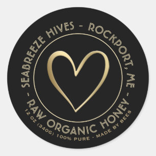 Metallic Gold Heart Bio Honey Jar Label Runder Aufkleber