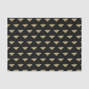 Metallic Gold Honeybee auf Black Tissue Paper Seidenpapier