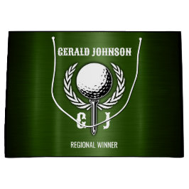 Metallic Gold Lines Golf Monogram Design Small Gif Große Geschenktüte
