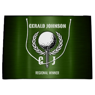 Metallic Gold Lines Golf Monogram Design Small Gif Große Geschenktüte
