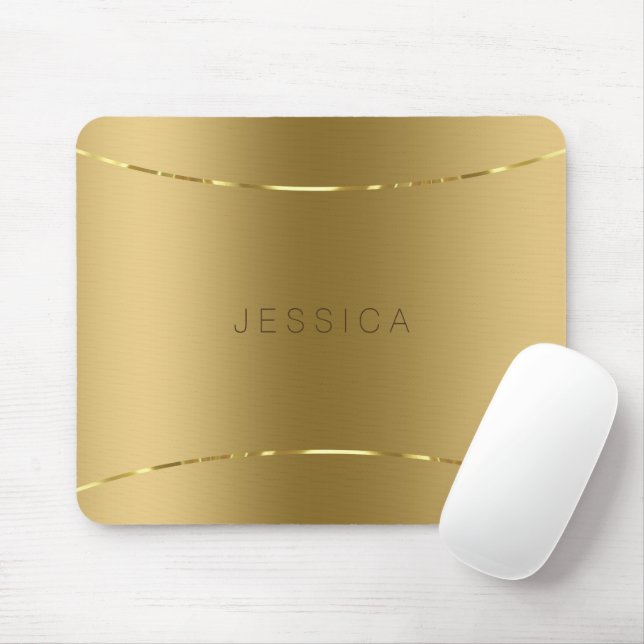 Metallic Gold Look Hintergrund Monogrammiert Mousepad (Mit Mouse)