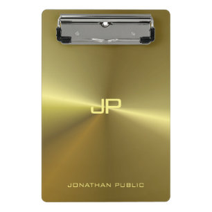 Metallic Gold Look Moderne Elegant Mit Monogramm Mini Klemmbrett