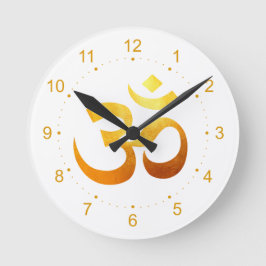 Metallic Gold Om Symbol Round Clock Runde Wanduhr