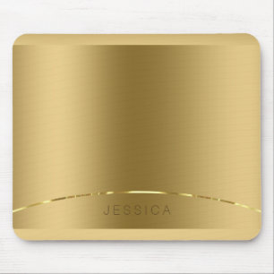 Metallic Gold Print Background Monogrammiert Mousepad