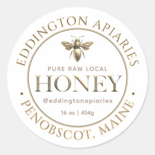Metallic Gold Queen Bee Honey Label Runder Aufkleber