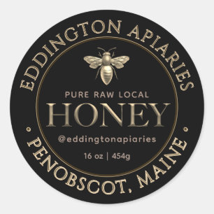 Metallic Gold Queen Bee Honey Label Runder Aufkleber