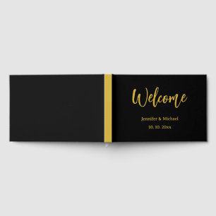 Metallic Gold & Schwarz Beruflich Modernes Elegant Gästebuch