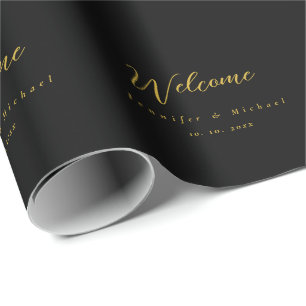 Metallic Gold & Schwarz Beruflich Modernes Elegant Geschenkpapier