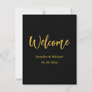 Metallic Gold & Schwarz Beruflich Modernes Elegant Mitteilungskarte