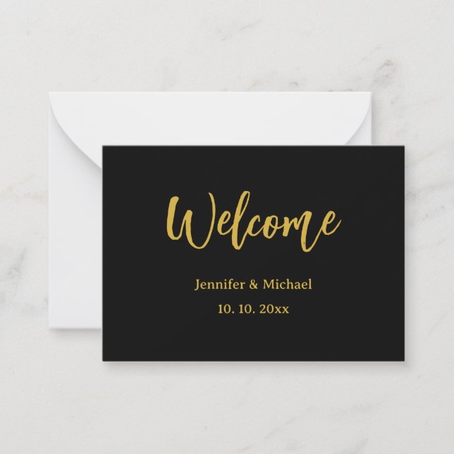 Metallic Gold & Schwarz Beruflich Modernes Elegant Mitteilungskarte (Vorderseite)