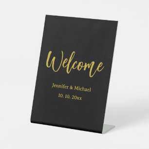 Metallic Gold & Schwarz Beruflich Modernes Elegant Sockelschild