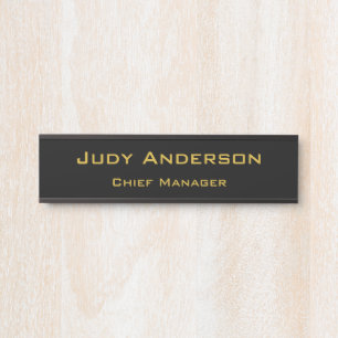 Metallic Gold & Schwarz Beruflich Modernes Elegant Türschild