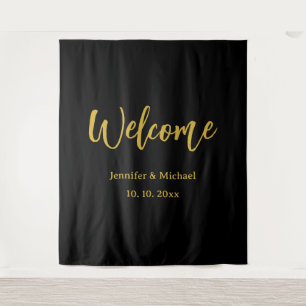 Metallic Gold & Schwarz Beruflich Modernes Elegant Wandteppich