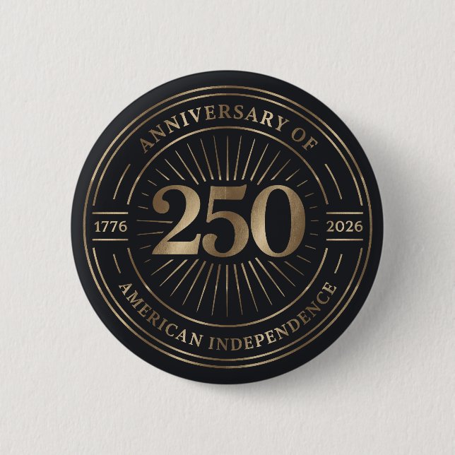 Metallic Gold Simple Text 250 American Black  Button (Vorderseite)