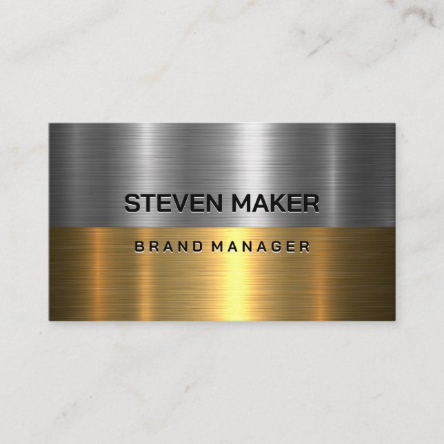 Metallic | Gold und Stahl Visitenkarte (Vorderseite)