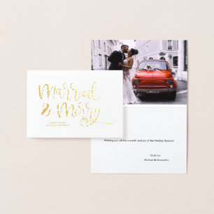 Metallic Gold Verheiratet & Frohe Weihnachten Newl Folienkarte