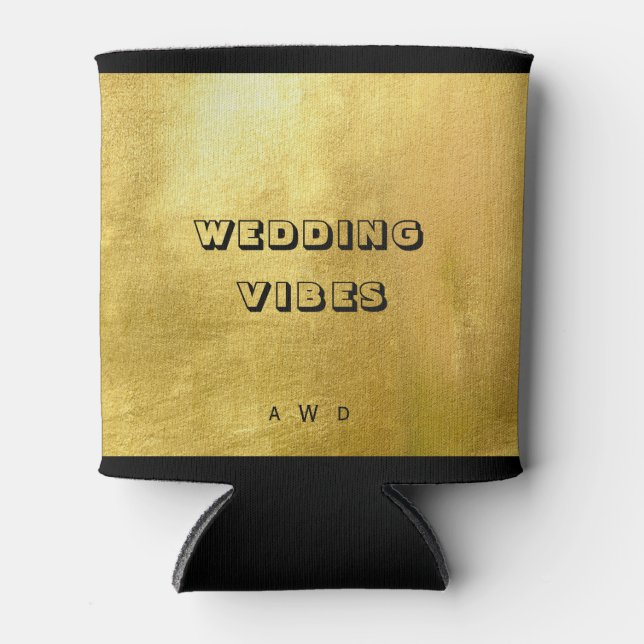 Metallic Gold Wedding Vibes Monogram kann kühler Dosenkühler (Vorderseite)