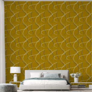 Metallic Gold White Blue Abstrakt Geometric Tapete